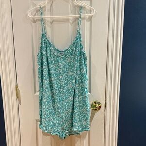 Aerie Teal Floral Jumpsuit